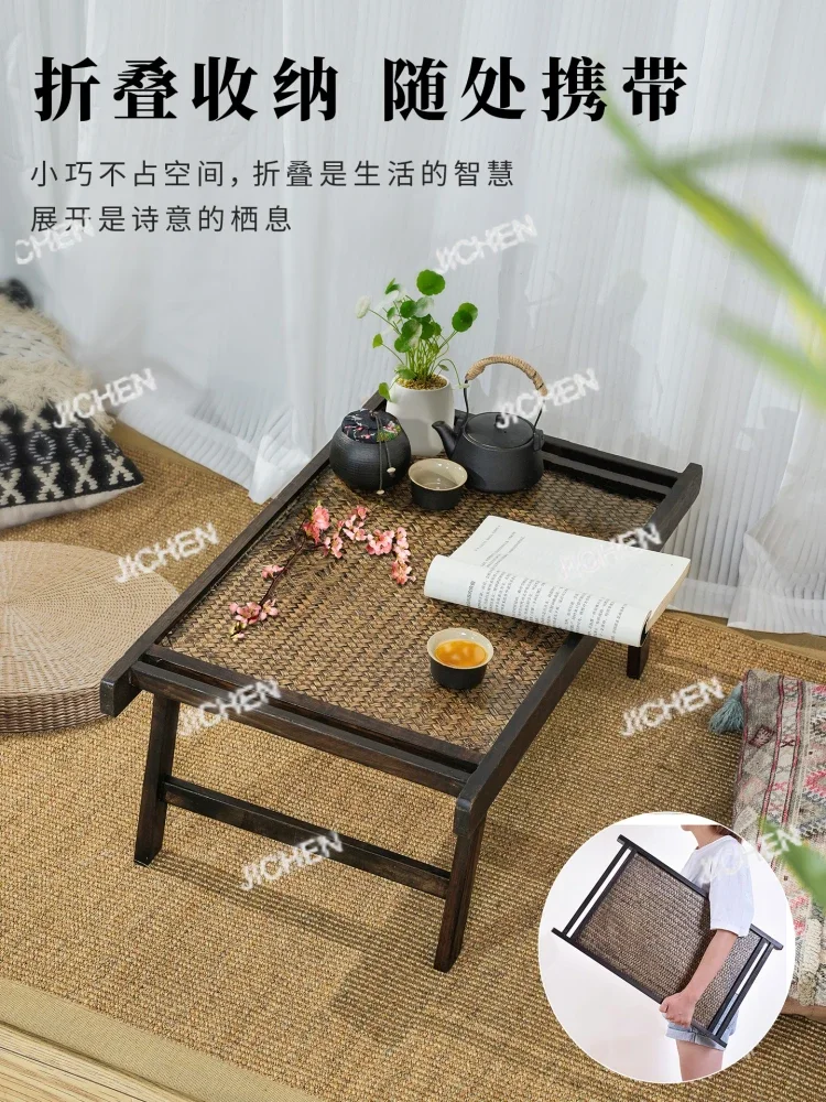 

HS Solid Wood Tatami Small Table Folding Coffee Table Bamboo Tea Table Kang Sitting Low