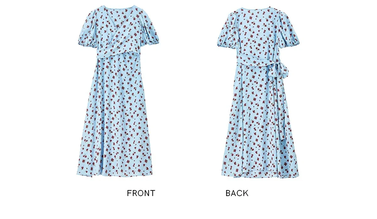 SENTUBILA Damen Französischer Stil Blumen-Wickelkleid 2026 Sommer Romantisch Elegant Kurzarm V-Ausschnitt Bedruckte Kleider W62LF7571 – Detail 31