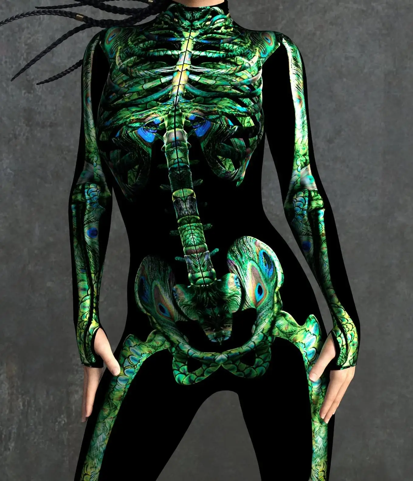 Karneval Totenkopf Party Bodysuit Damen Sexy Horror-Print Jumpsuit Feiertagsparty Maskerade Catsuit Kostüm Einzigartiges Aerial Yoga Set – Detail 9