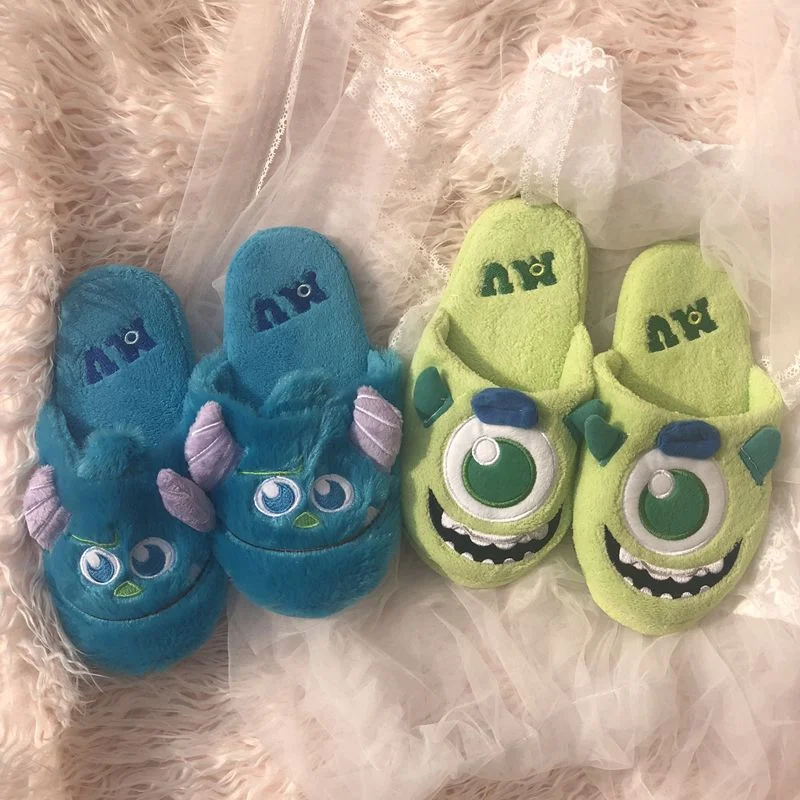 Stitch Cotton Slippers Donald Duck Winnie The Pooh Shoes Autumn/winter New Cartoon Home Indoor Plush Warm Couple Slippers