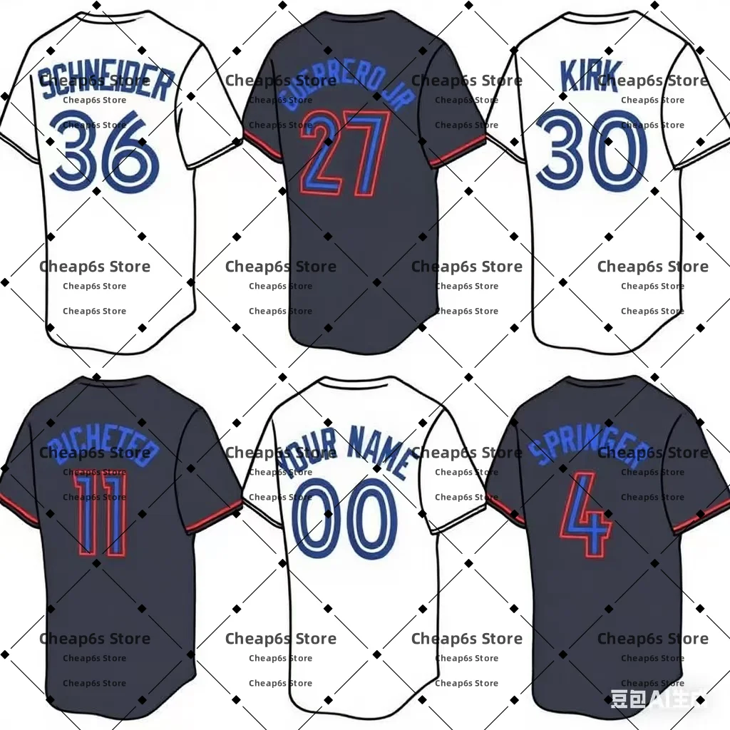

Black Blue Embroidery Bo Bichette George Springer Vladimir Guerrero Jr. Toronto Canada Baseball Jersey