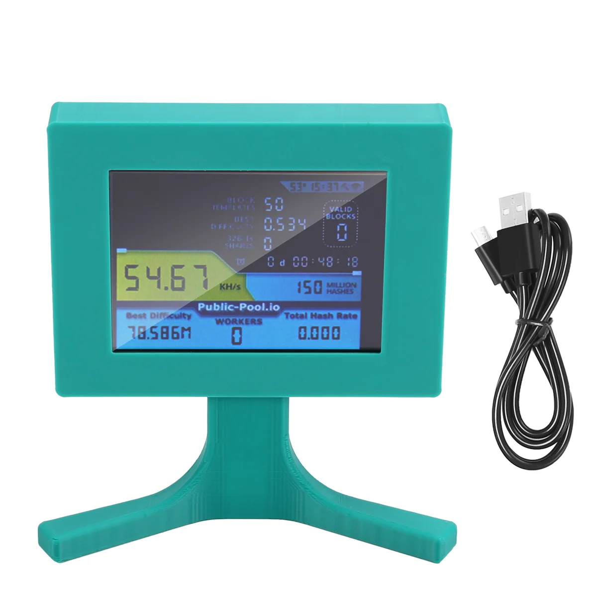 Nerdminer V2 56kh/S 2.8 Inch LCD Display Nerdminer Bitcoin Crypto Solo Lottery Desk Miner Cryptocurrency Miner Green