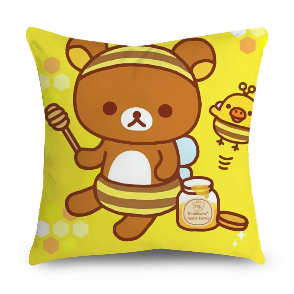 Cute Cartoon R-Rilakkuma  Pillow Case Pillowcase Home Sofa Cushions Car Cushions Pillowcover Office Pillowshell Pillow