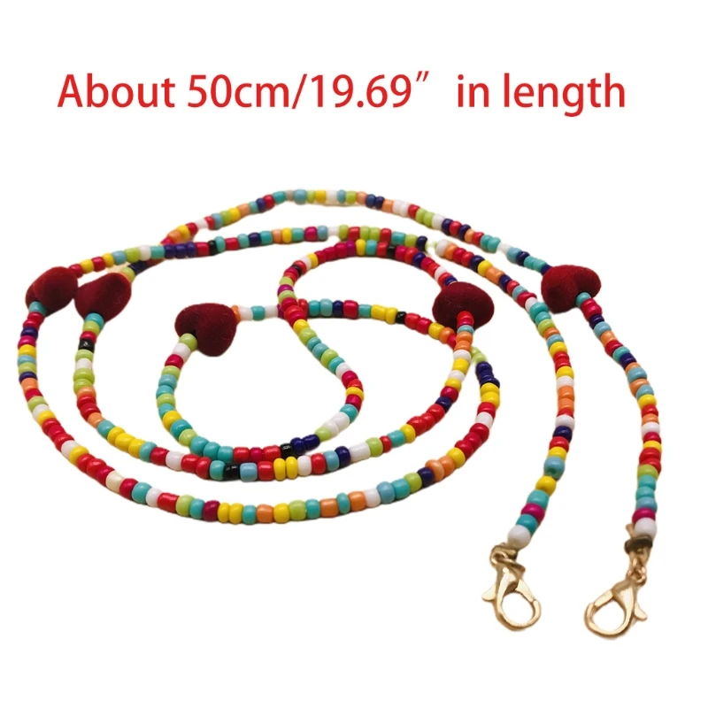 Cordino per porta maschera per gioielli multicolori con clip, cinturino per collana con perline, guinzaglio decorativo, catena