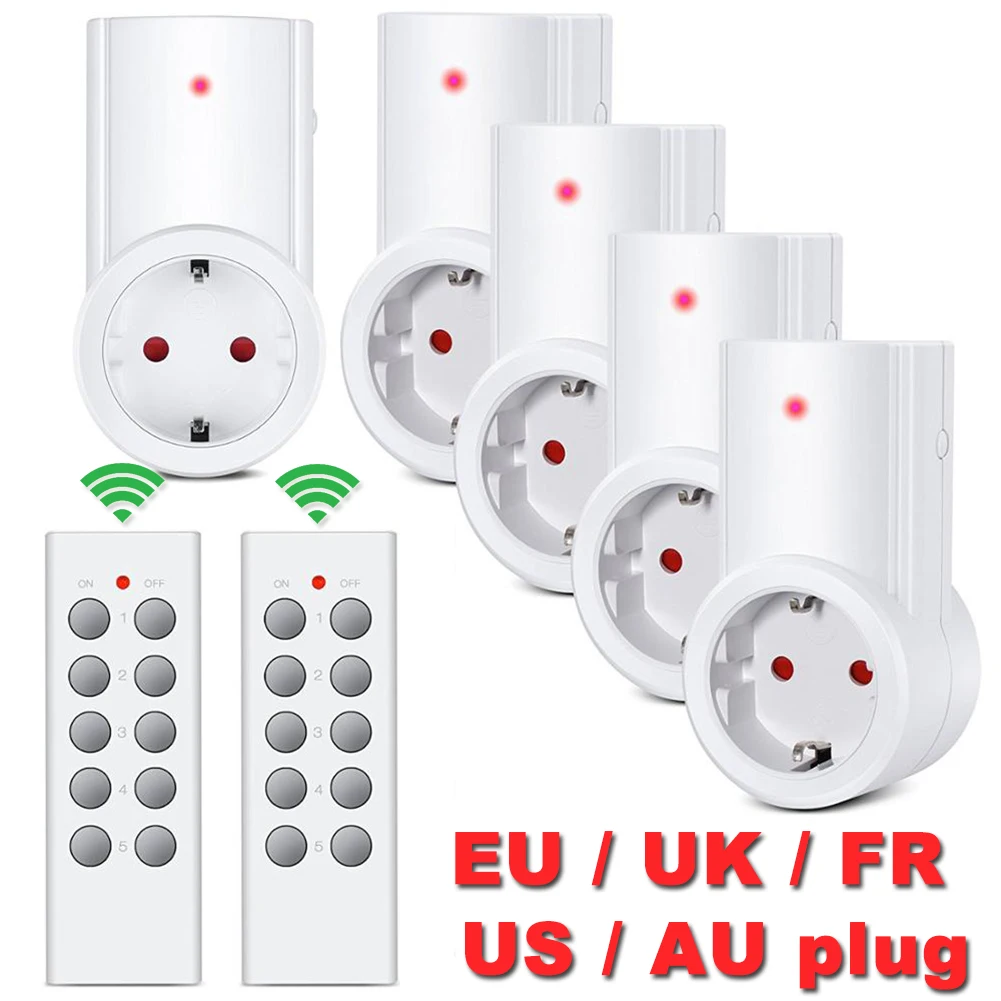 Wireless Smart Remote Control Power Outlet Light Switch Plug Socket Power Outlet Socket EU Plug with Remote Control