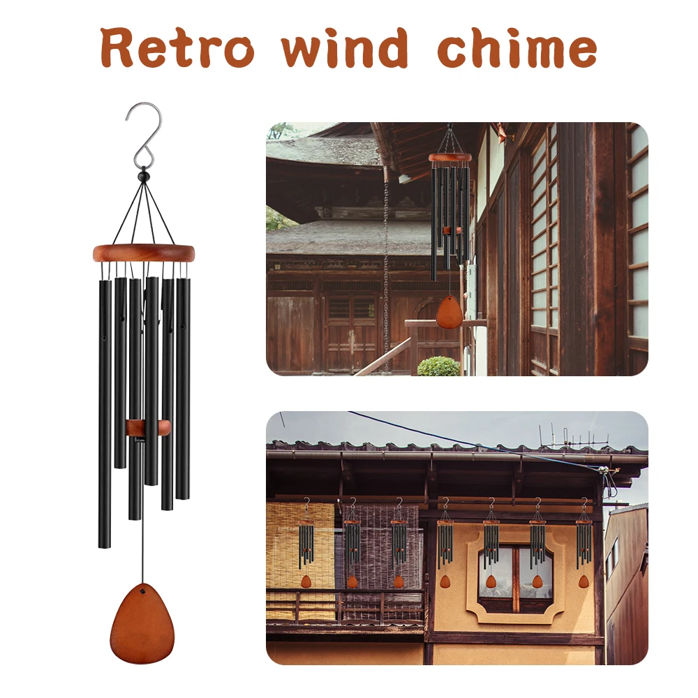 Vintage Wind Chimes Outdoor Decor With 6 Aluminum Tubes For Garden Porch Decorations Elegant And Durable Memorial Gift