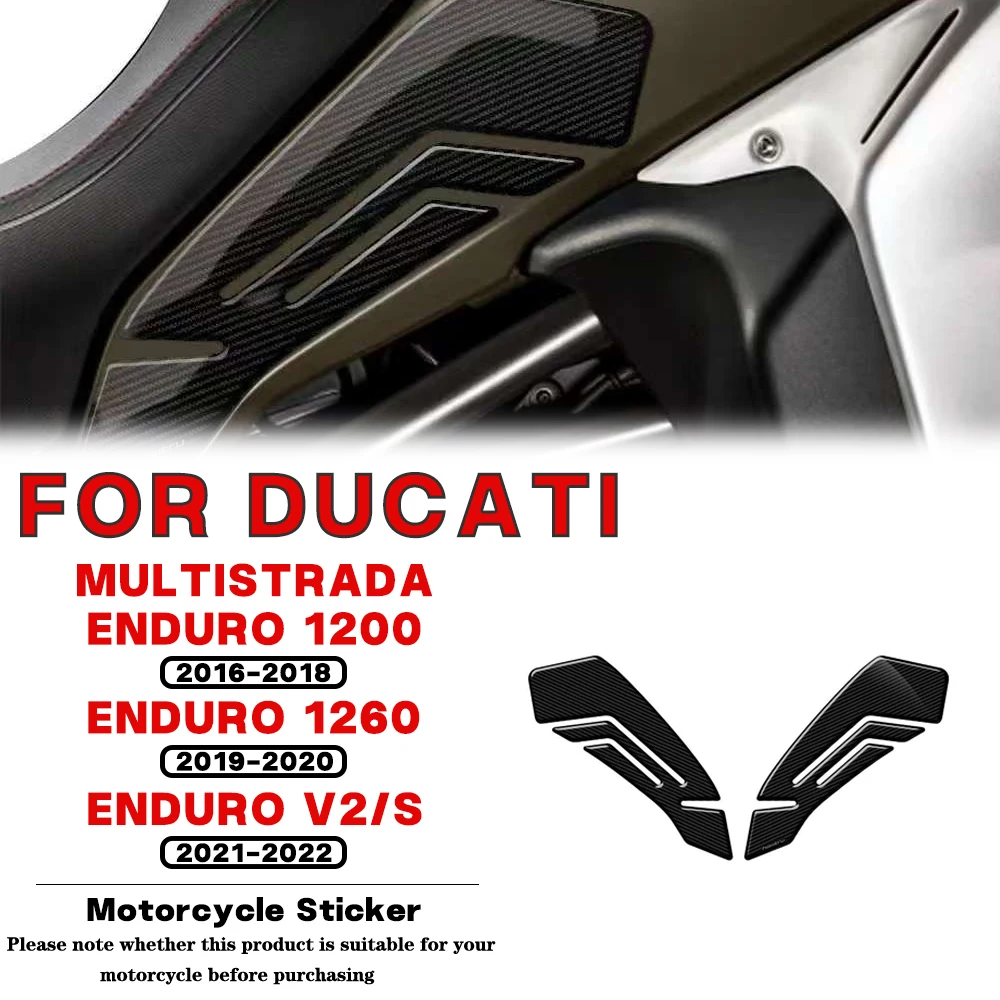 

For DUCATI Multistrada Enduro 1200 1260 V2 V2S 2016-2022 Motorcycle Side Fuel Tank Pad Knee Grip Protection Sticker Carbon-look