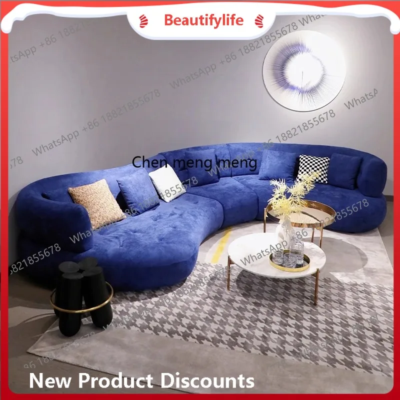 

a38 Итальянский минималистичный большой плоский слой, диван из песочной ткани, ваби-саби, горизонтальный зал, гостиная, изогнутый современный высокий смысл