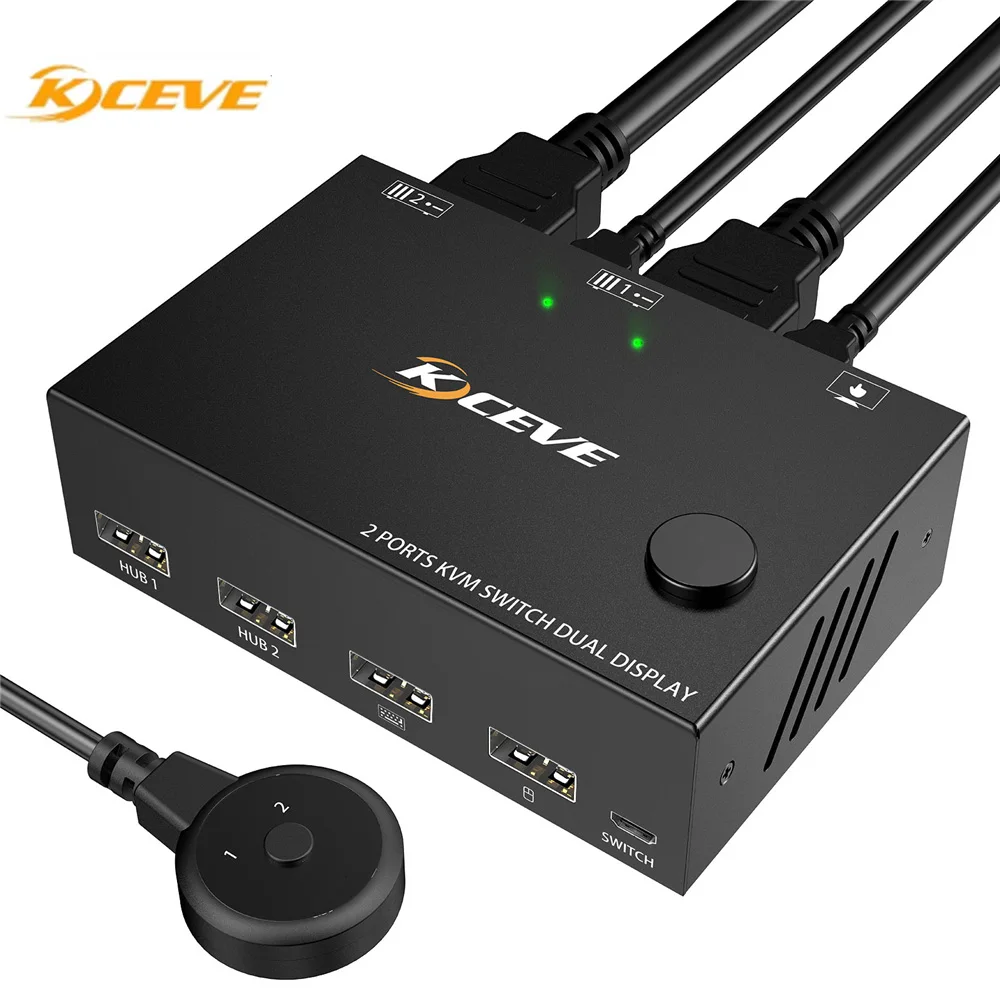 

2 входа 2 выхода 4k @ 30 Гц Двойной монитор USB KVM-переключатель управления 2 мониторами или ноутбука Дисплей с двойным входом HDMI-совместимый 2.0