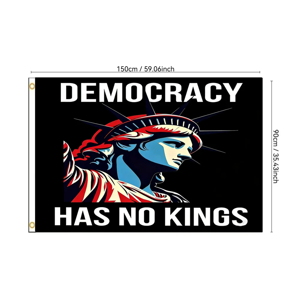 Estatua de la bandera de EE. UU. de la democracia de la libertad sin reyes, 2x3 pies, 3x5 pies, pancarta con eslogan político para decoración de pared, hogar, oficina y exteriores