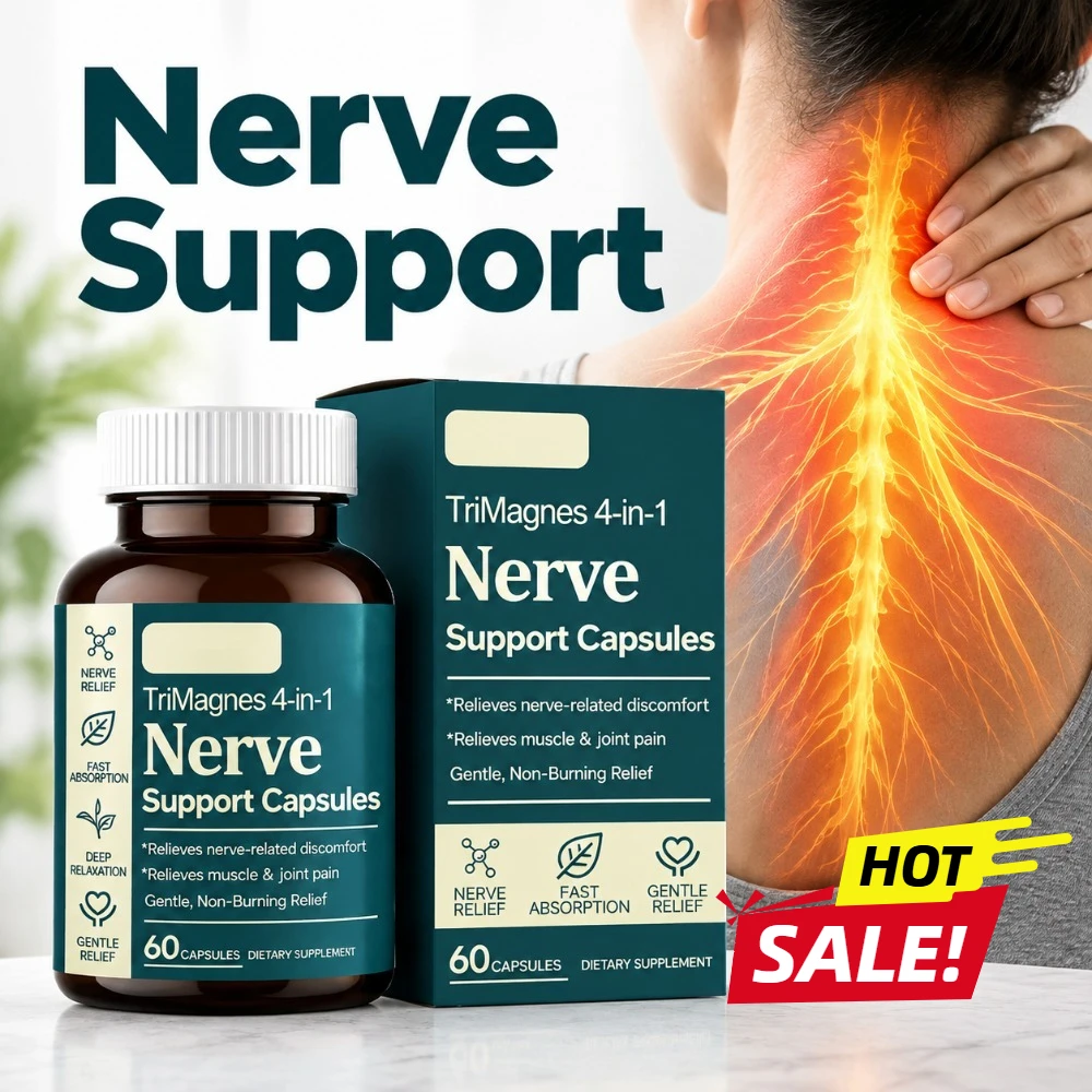 Nerve Support Capsules, Relieves nerve-related discomfort, muscle & joint pain with 300mg TriMagnes 4-in-1 Formula, 60 Count