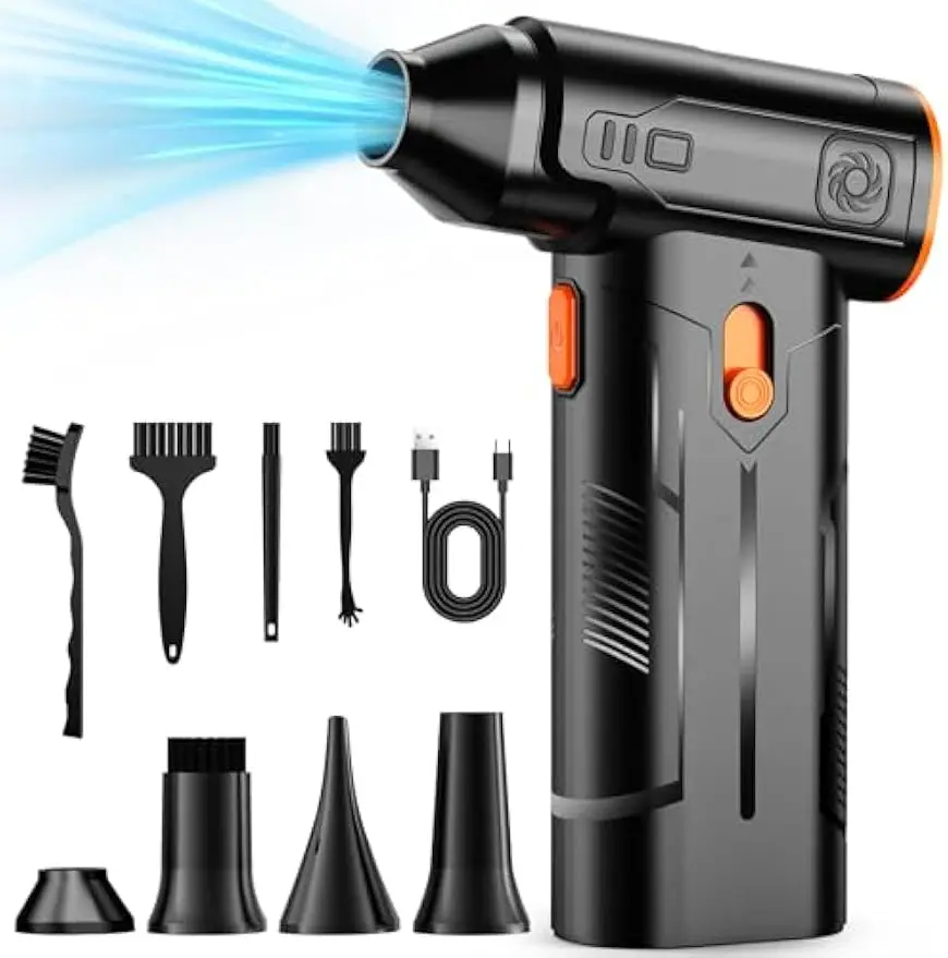 130,000RPM 무선 에어 더스터, 브러시리스 모터 탑재, 가정 및 야외 청소용으로 조절 가능