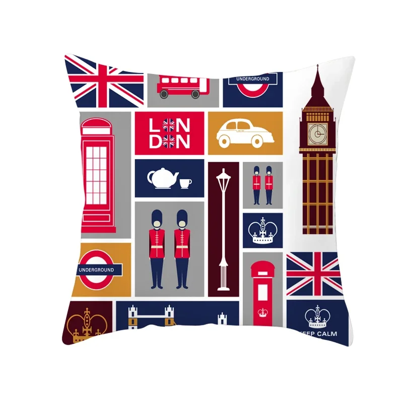 British Style London Cushion Cover England Sofa Decorative Pillowcase Party Home Textiles Decoration Pillow Case Cushion Cover