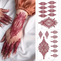 Waterproof Henna Tattoos for Hand Brown Henna Stickers Fake Tattoo for Women Body Art Temporary Hena Design Mehndi Tatoo