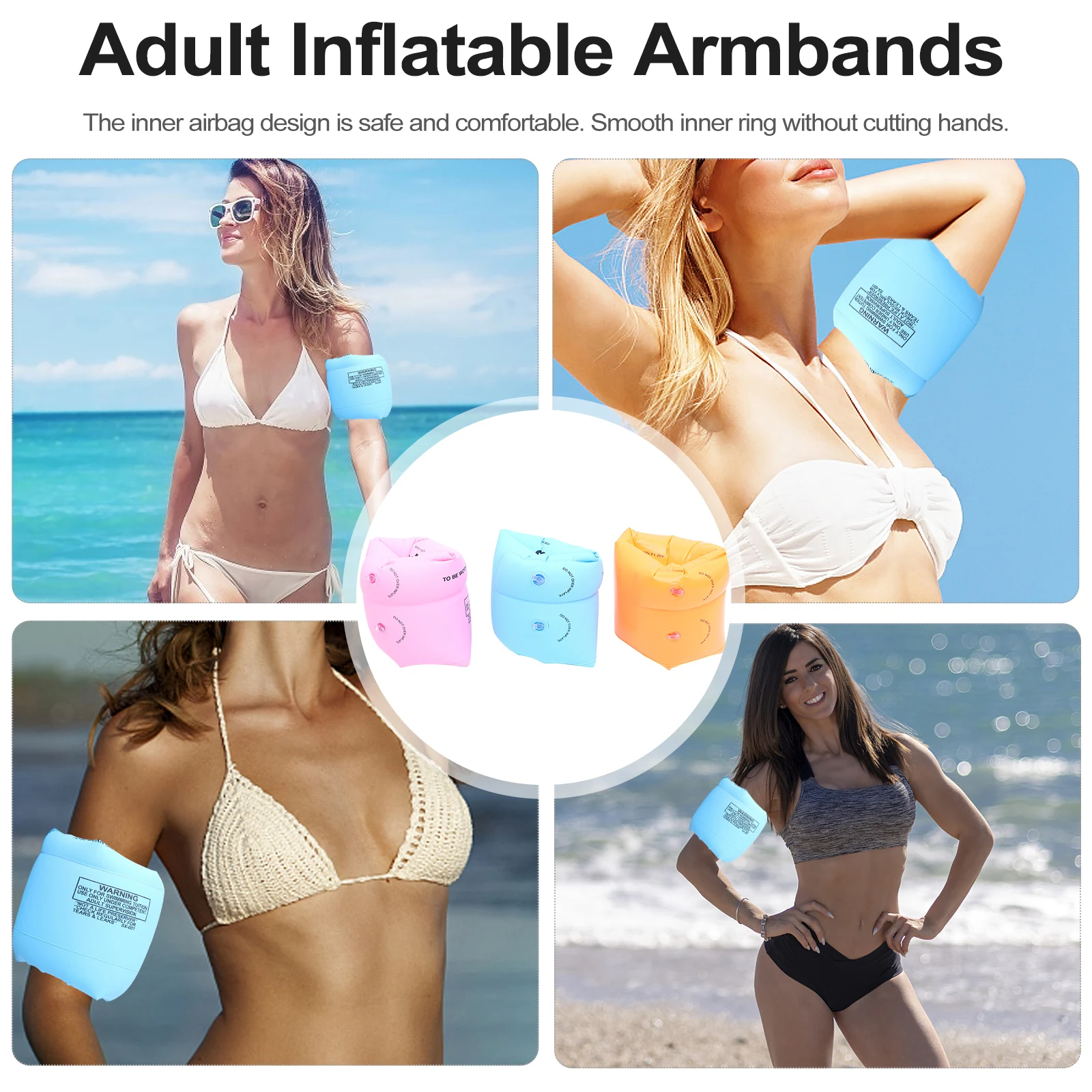 

Inflatable Swim Ring Pvc Swimming Armbands Double Design Adult Arm Floats Pool Party Floats Water Fun Easy Storage