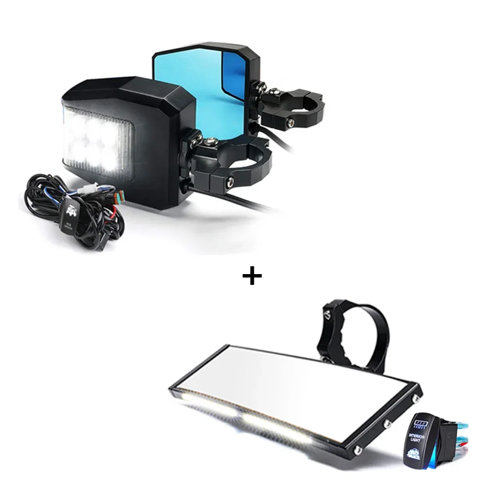 N2 Best Seller UTV Lighted Rear View Mirror Kit With Rocker Switches Harness Fit To CANAM X3,POLARIS RZR And SPEED UTV