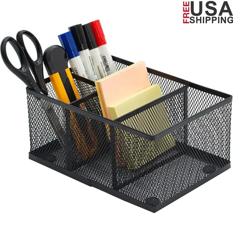 

Metal Mesh Storage Organizer Basket Office Supplies & Home Use 4 Slots
