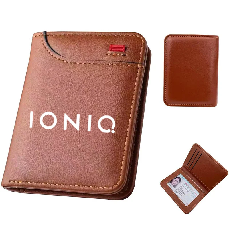 Leather Ultra-thin Mini PU Carbon Fiber Credit Card Holder Men Wallets Men For Hyundai Ioniq 5 6 Kona Ioniq6 Ioniq5 I30 I20 I10 view 5