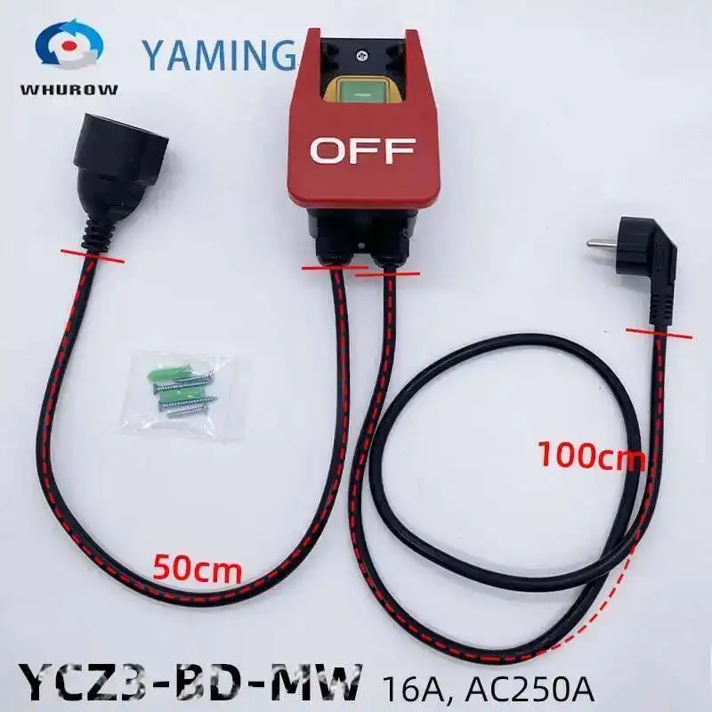 AC250V Elektromagnetische Schakelaar Draad Stopcontact Eenfase Veiligheid AAN-UIT Voor Machine Draaibank Frezen Tafel Cutter YCZ3-BD