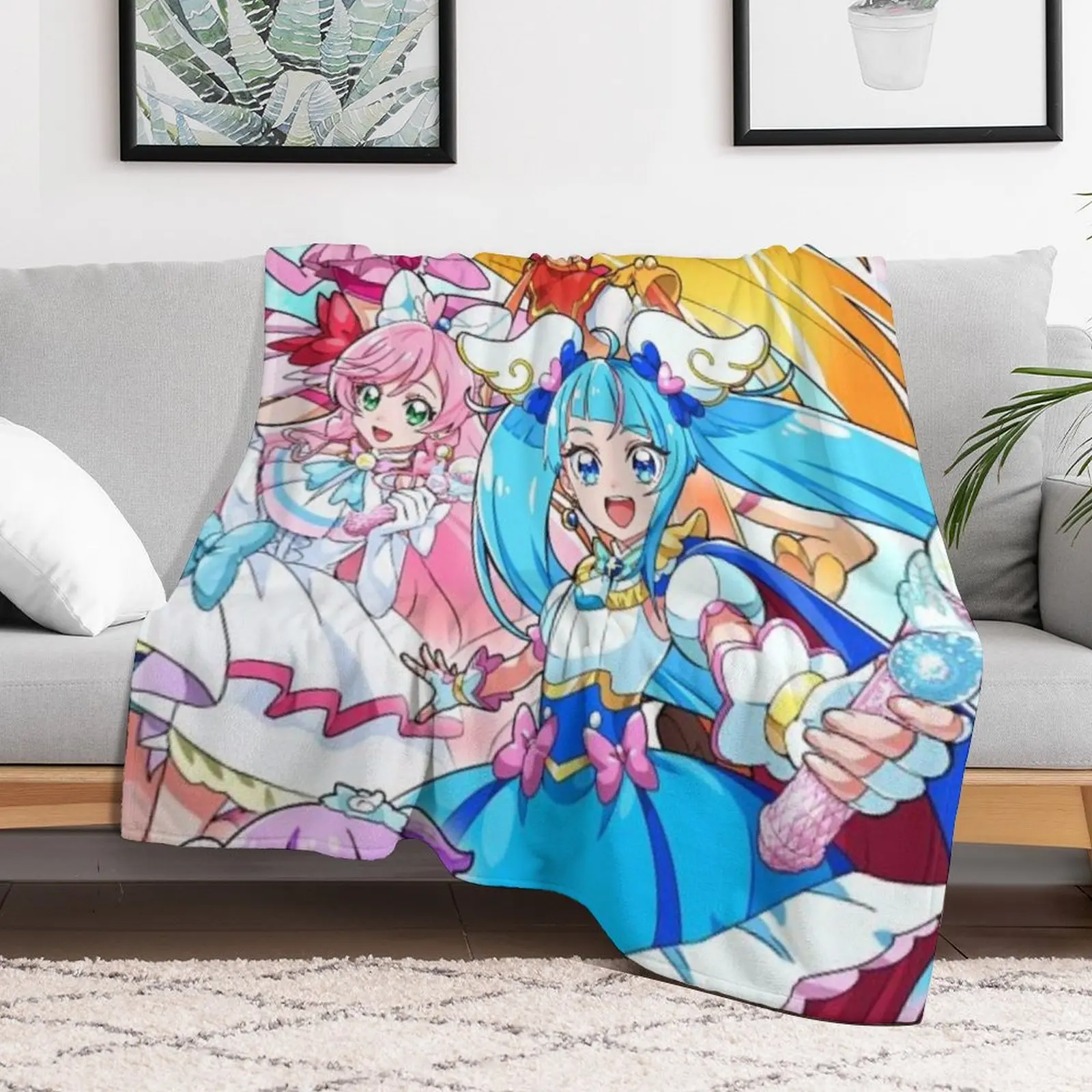 Hirogaru Sky Precure - All in One Throw Blanket Shaggy Soft Plaid Hairy Blankets