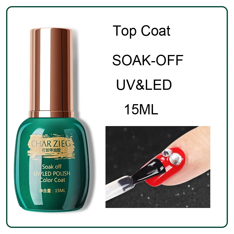 15ML camada de Base Top Coat Unha Polonês Claro Não Limpar Prego Soak Off UV LED polonês Gel Verniz Semi Permanente de Design Ferramenta Da Arte Do Prego