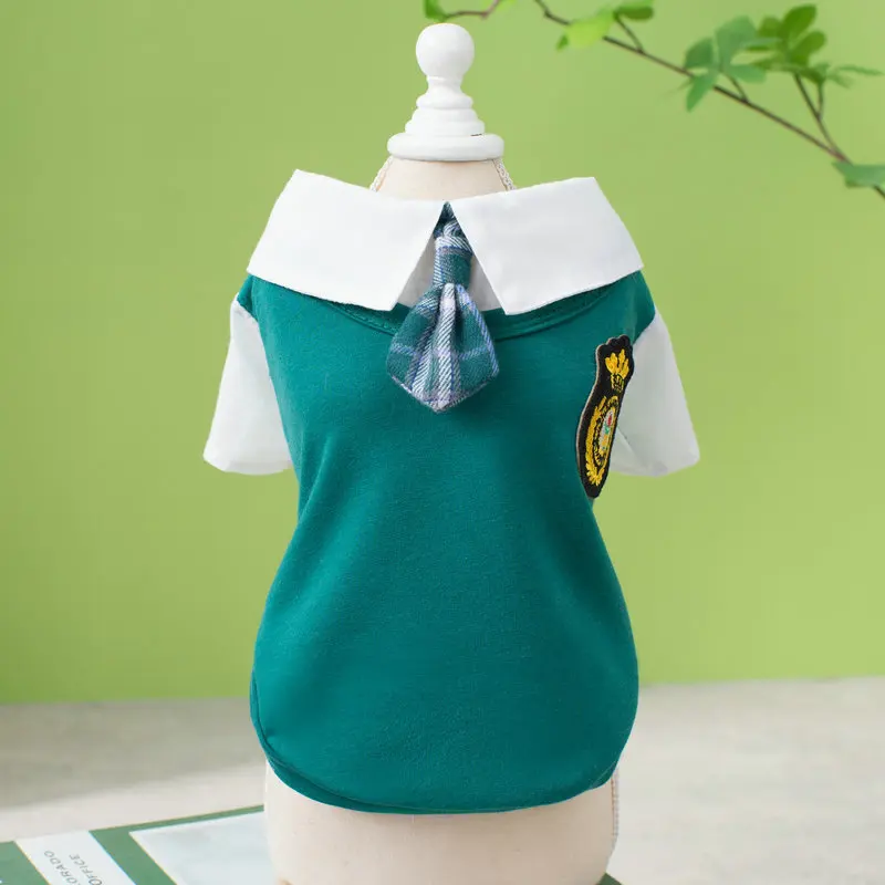 New pet clothes for spring and summer, college style couple set T-shirt short skirt, dog casual fashion clothes