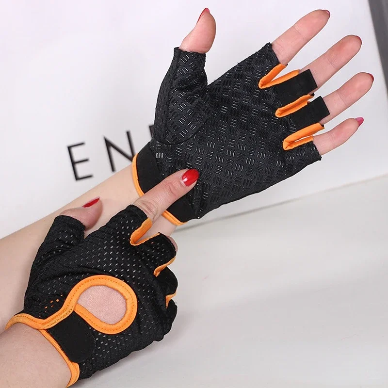 Guantes sin dedos para ciclismo, gimnasio profesional, Fitness, transpirables, antideslizantes, medio dedo, verano, pesca, bicicleta femenina