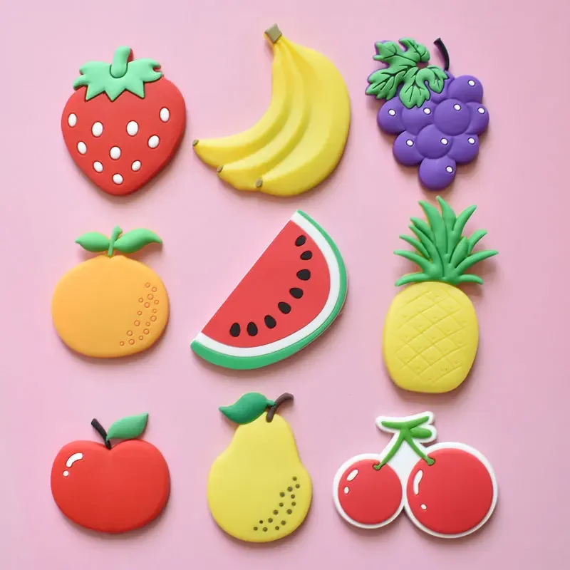 

9pcs Cute Cartoon Fruit Magnets: Add Colorful Fun To Your Fridge with Creative Soft Rubber Stickers