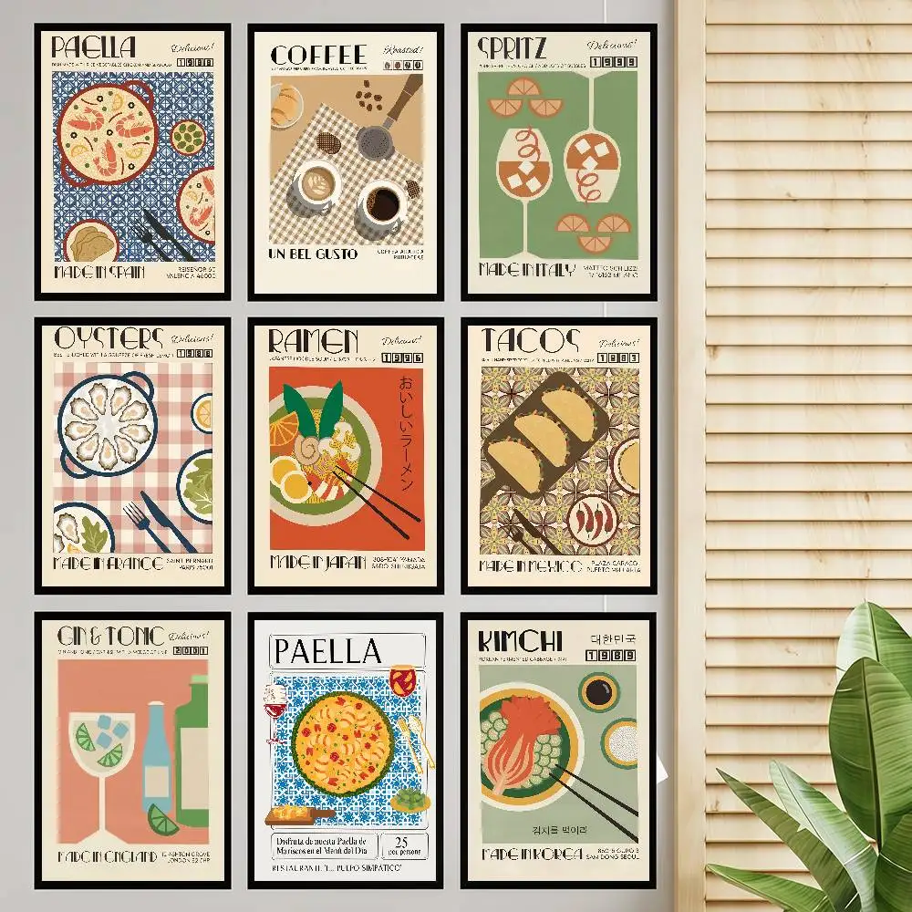 Pósteres de película clásica Paella Dim Sum, salsa de soja, póster de calidad HD, pintura artística de pared, estudio, decoración nórdica para el hogar, 1 ud.