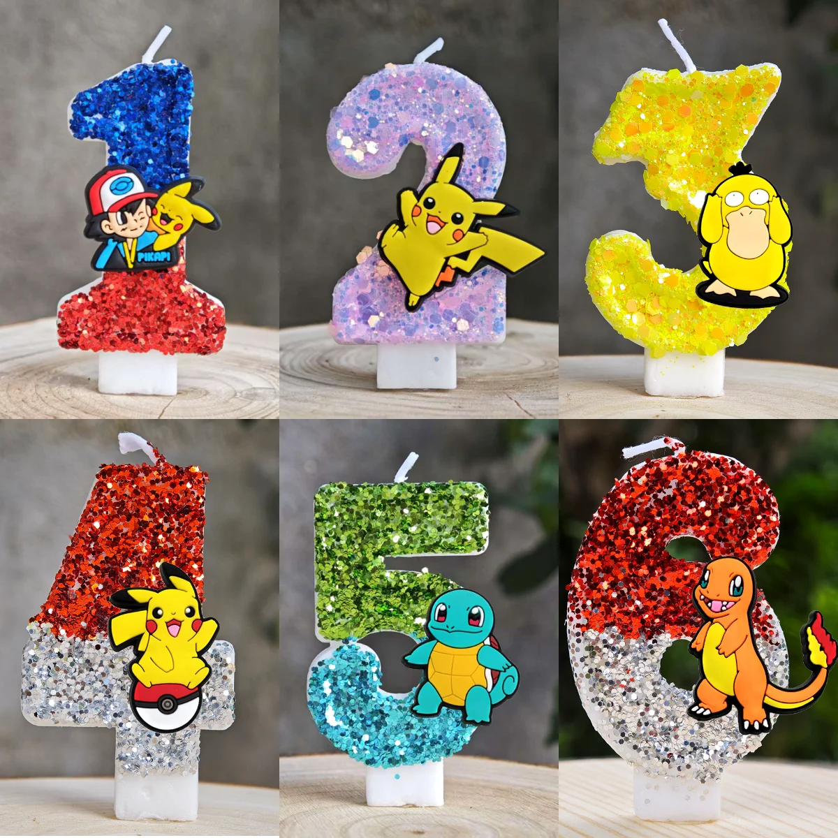 Pikachu Kerzen-Kuchen Anime-Figur Pikachu Nummer 0-9 Geburtstagstortenkerze Kinder Baby-Shower Kuchen-Topper Dekorationszubehör