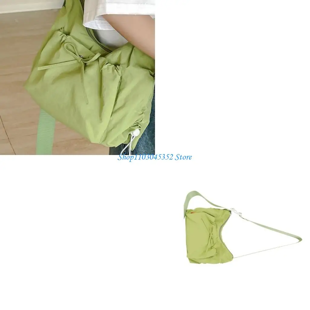 

Women Nylon Shoulder Bag Bows Decoration Fashion Underarm Bag with Adjustable Strap Large Capacity for Outdoor