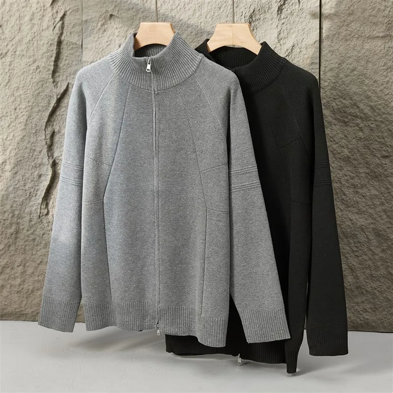 

Американский повседневный кардиган на молнии, свитер, мужской осенне-зимний новый простой вязаный воротник-стойка Haome