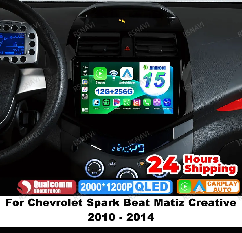 

Car Radio Android 15 For Chevrolet Spark Beat Matiz Creative 2010 - 2014 Stereo Autoradio Head Unit 5G WIFI QLED DSP Navigation