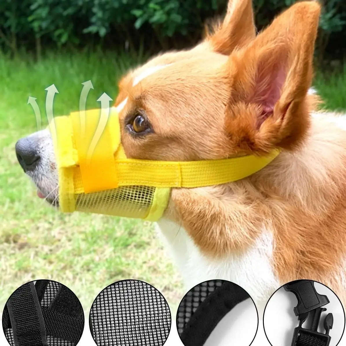 Anti Barking Pet Dog Muzzle Adjustable Mesh Breathable Pet Mouth Muzzles Mask For Dogs Mouth Cover Nylon Straps Dog Accessories