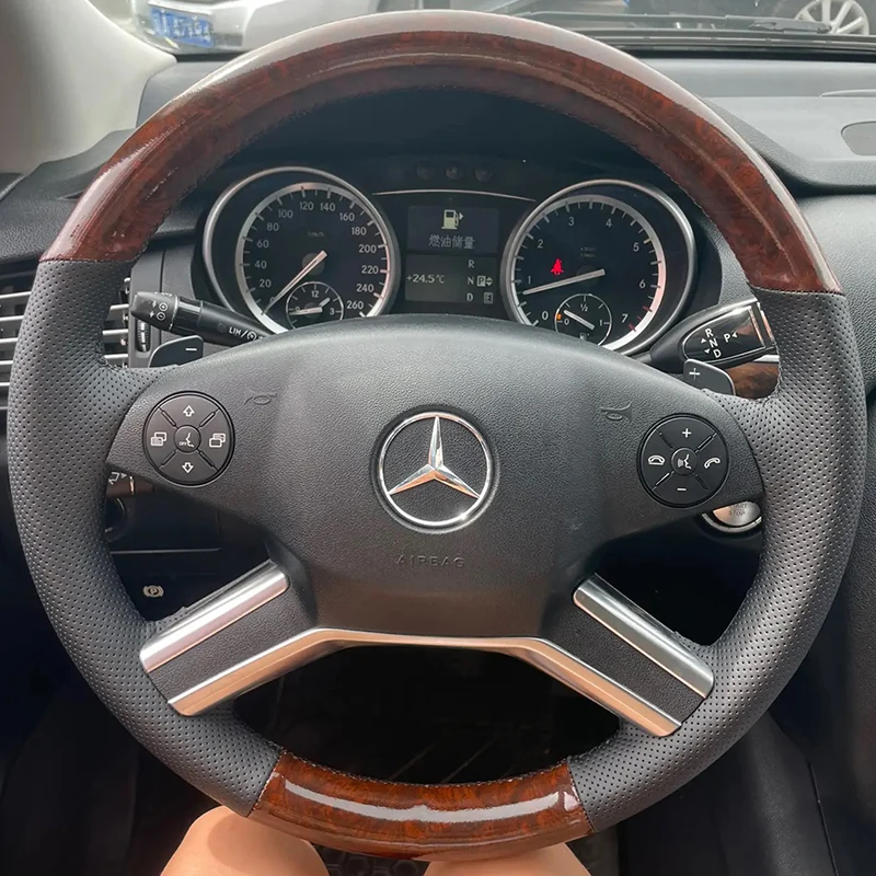 

For Mercedes-Benz R-class Steering Wheel Cover Genuine Leather 09-17 GL-class Hand-stit Custom Car Steering Wheel Braid Cover