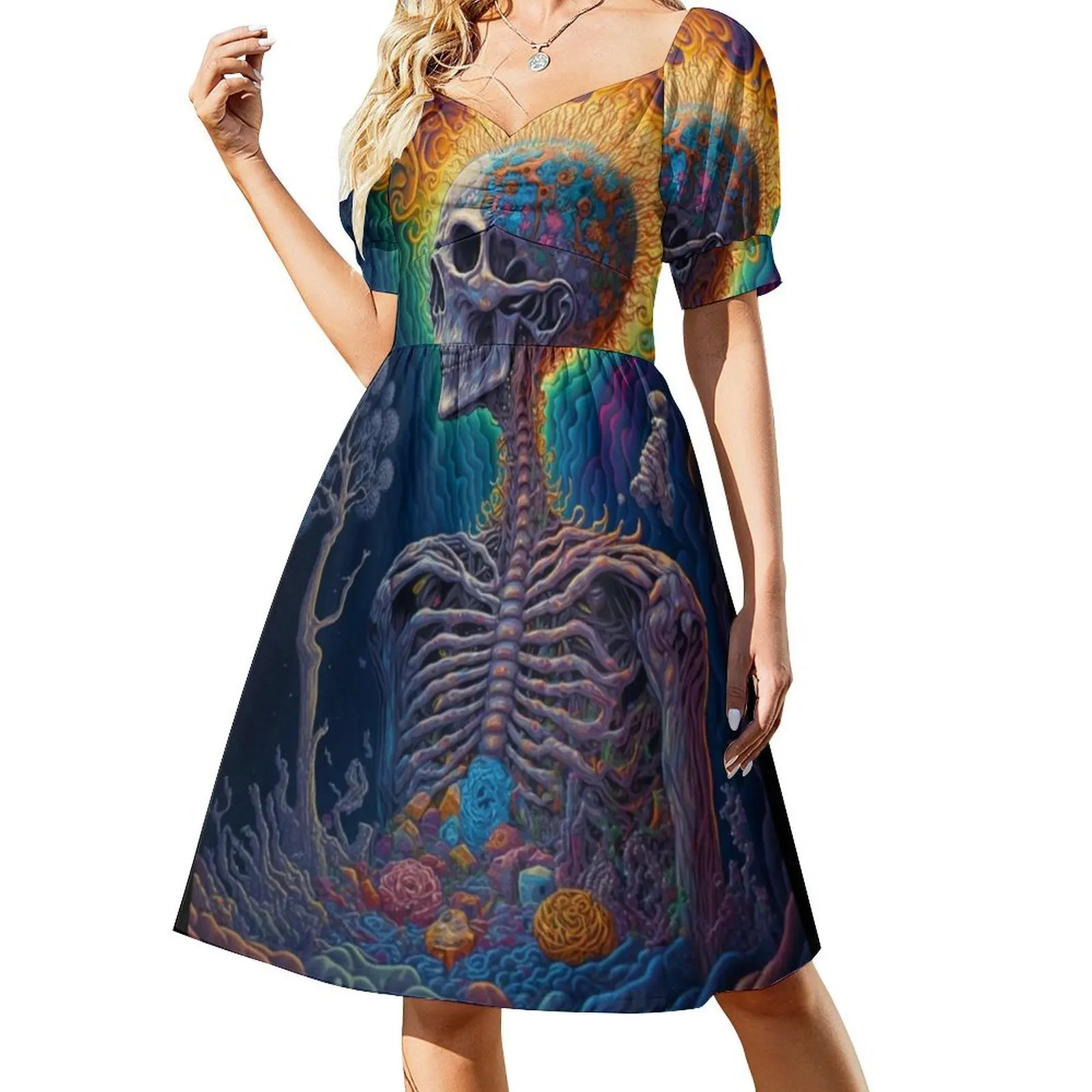 نهاية الحياة # 11 فستان بوهو أنيق أنيق لحفلات الزفاف على الشاطئ وحفلات الزفاف والنباتات والأشجار هيكل عظمي سريالي ملابس نسائية #2