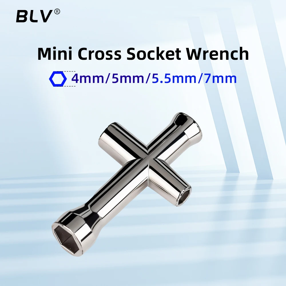 BLV® 1PC Mini Cross-Head Socket Wrench Four Size 4mm 5mm 5.5mm 7mm Lightweight Titanium Steel for M3 M4 M5 M6 V5 V6 Nozzle