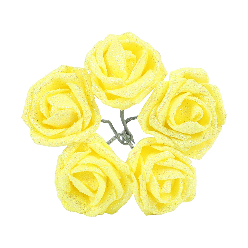 5/10 قطعة 6 سنتيمتر بريق رغوة الورد زهرة اصطناعية فرع باقة الزفاف ورد صناعي إكليل ذاتي الصنع الحرفية حفل زفاف ديكور المنزل