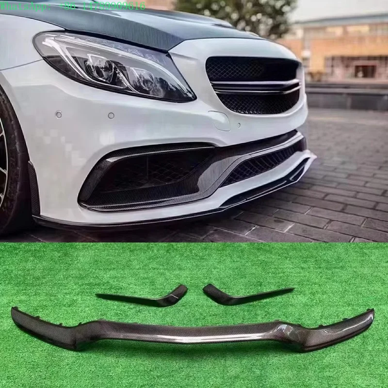 Full Custom Build With Old-to-new Body Kit ConversionW205 C63 Carbon Fiber Front Middle Bumper Lip Front Lip Front Splitter For