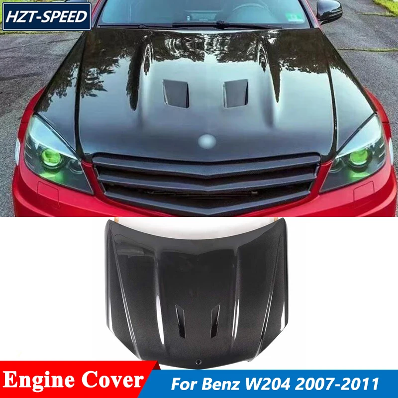 Carbon Fiber Or Unpainted FRP Car Engine Hood Cover Bonnets For Mercedes Benz W204 C200 C280 C300 C63 Tuning 2007-2011