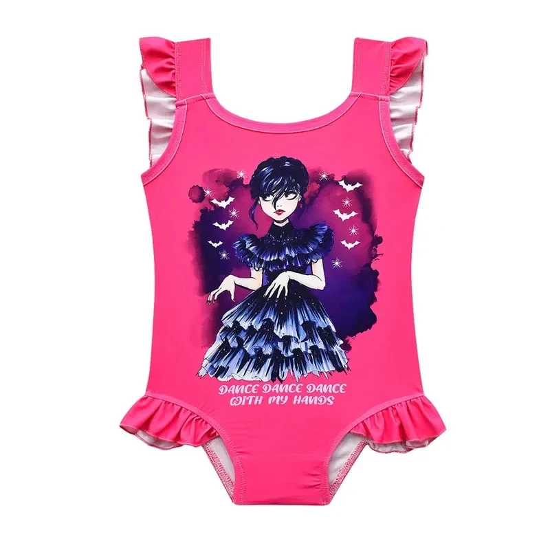 

★Halloween Cosplay Costume Models Addams Swimsuits Summer Beach Vacation Ruffle Style ren's Swimwear 2-12Y 2026 New ♥Look Me ←_←