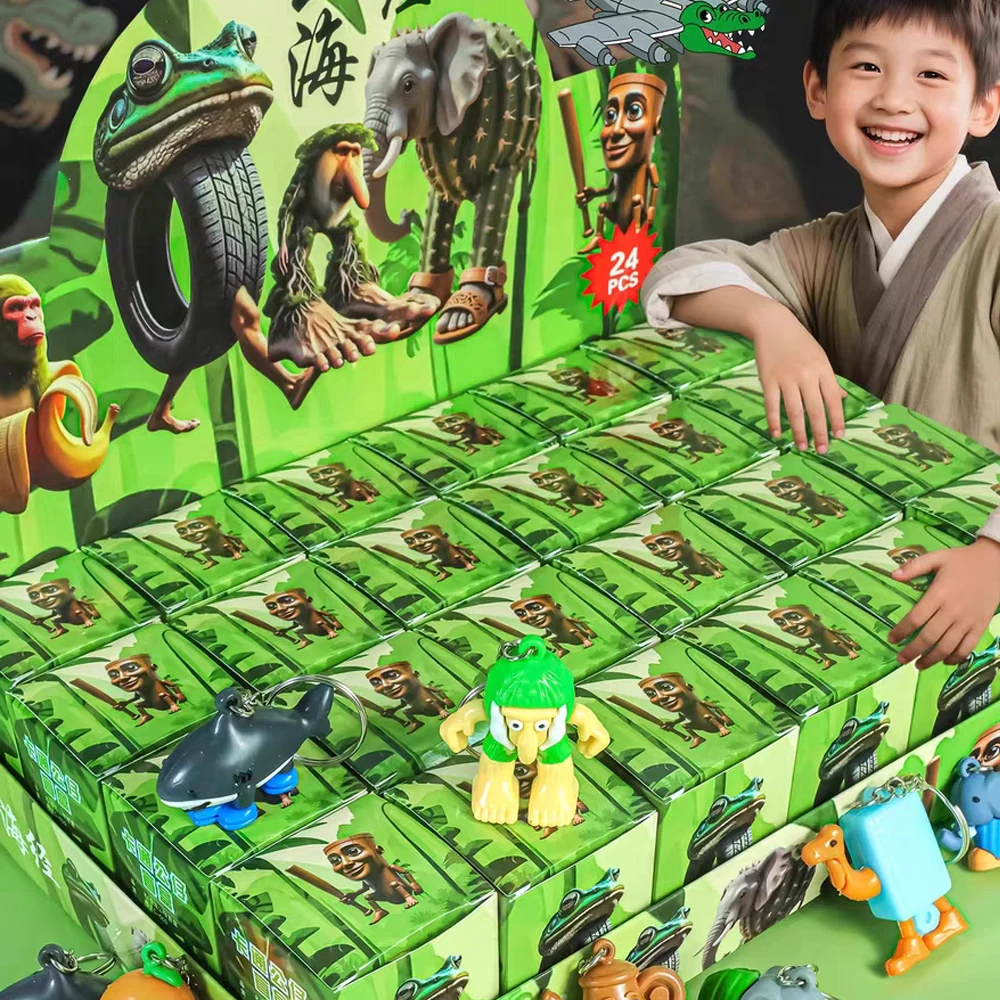 

24PCS Italian Brainrot Blind Box Toy Tung Sahur Keyring Tralalero Tralala Bombardiro Crocodilo Shimpanzini Bananini Model Gifts