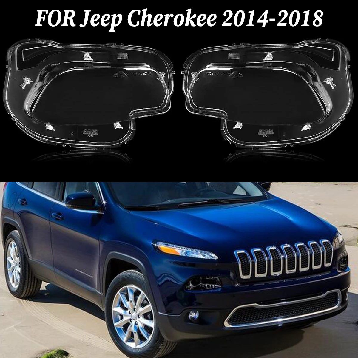 

Car Headlight Lens Headlamp Replacement Cover Shell Left Righ for Jeep Cherokee 2014 2015 2016 2017 2018 Passenger Driver Side