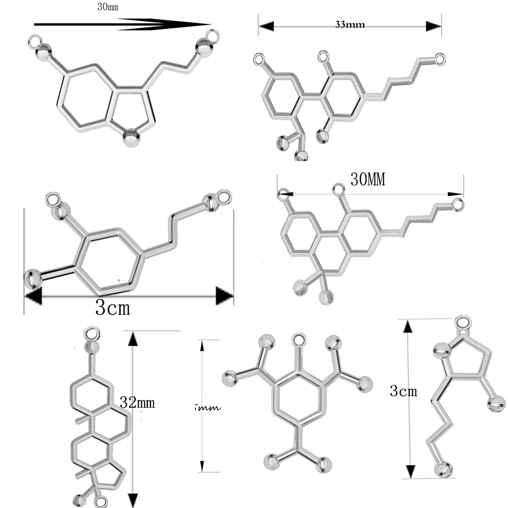 

Molecule Pendant Custom Charms For DIY Necklace Earrings Keychain Accessories Jewelry Making