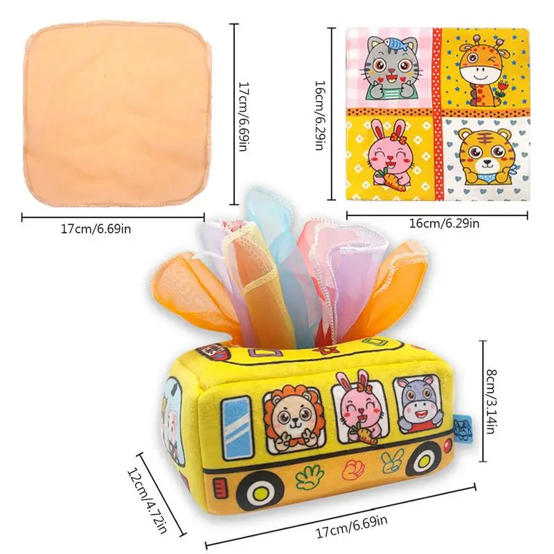 Tissue Box Spielzeug Crinkle Spielzeug bunte weiche Schal Box frühes Lernen und Stiel Bildung für Kleinkind Mädchen Kinder Babys