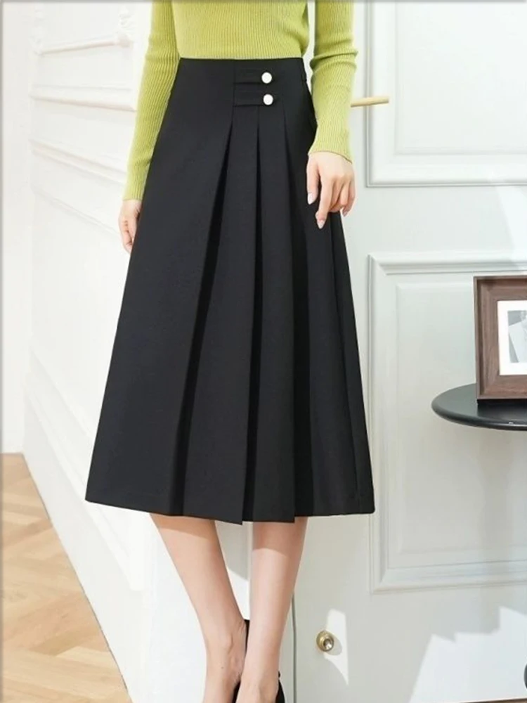 

High end and slim half skirt design sense spring leisure new Chinese style temperament versatile commuting mid length skirt