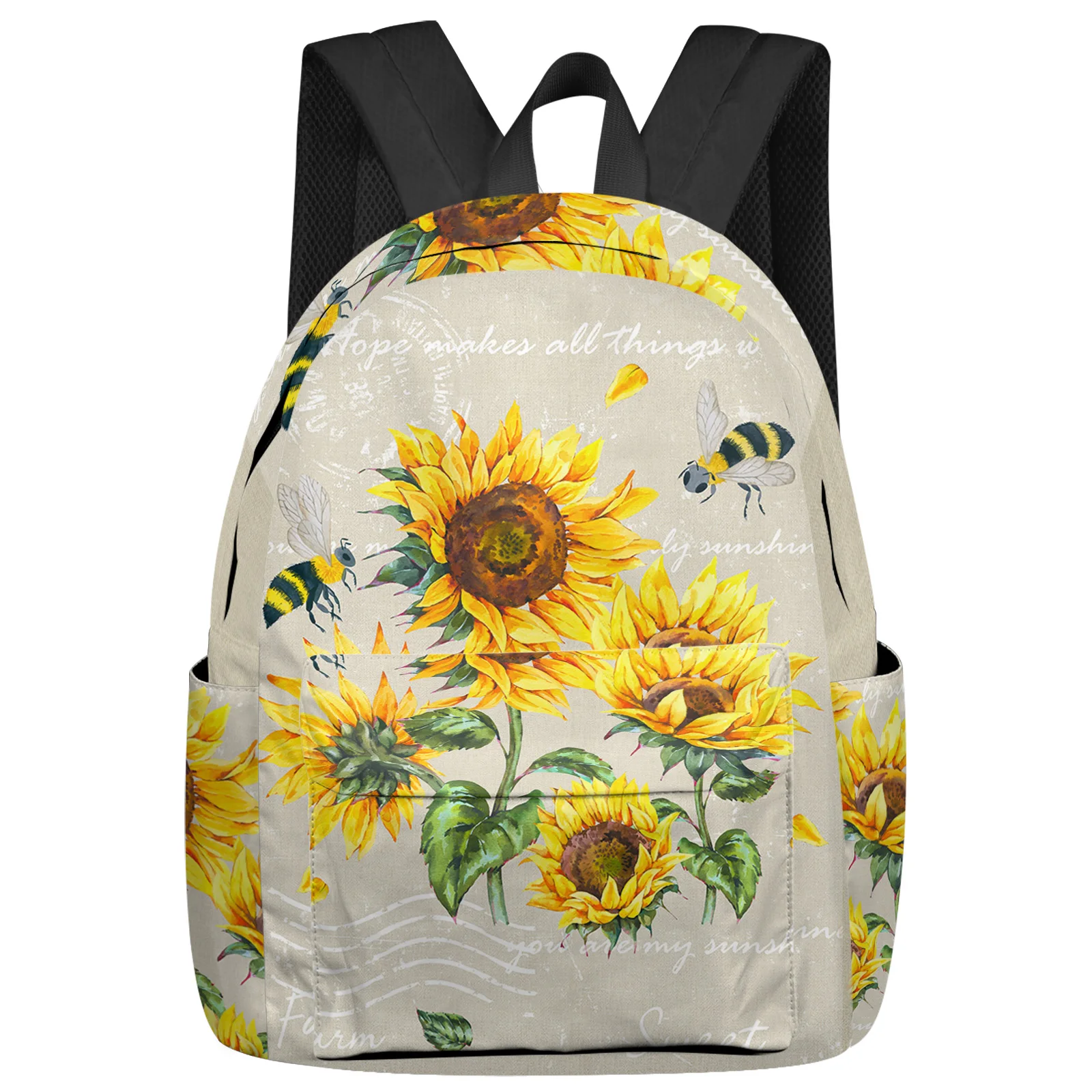 Farm Rustic Retro Flowers Sunflower Bee Backpacks Teenagers Student School Bags Laptop Backpack Men Women Female Travel Mochila