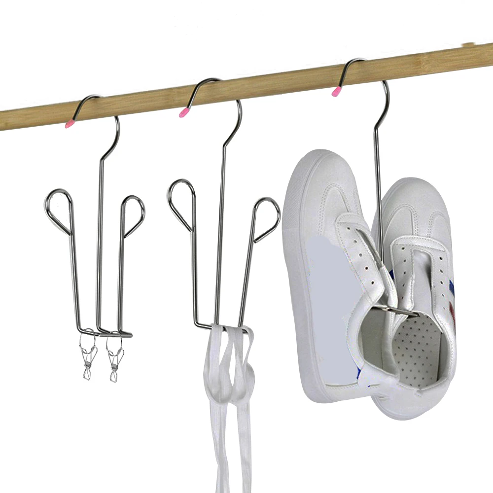 

1/2/5PCS Stainless Steel Shoe Drying Rack Bold Outdoor Balcony Shoe Drying Rack Hook Bedroom Storage Rack Storage Clothes Hanger