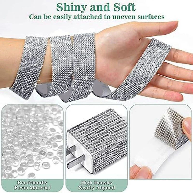 rhinestone ribbon self adhesive 4 Rolls Self Adhesive Rhinestone Strips, Rhinestone Ribbon Rhinestone Diamond