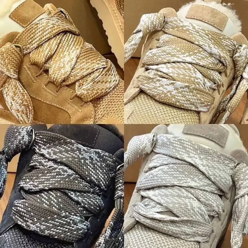 Winter Snow Boots Wider Shoelaces Check Pattern Binary Color Laces Men Women Trend Sport Casual Basketball DE Trainig Shoe Laces